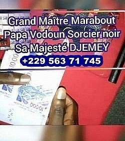 PORTE MONNAIE MAGIQUE A HAUTE PUISSANCE DU MAITRE MARABOUT DJEMEY, Voici le puissant porte monnaie magique du maitre marabout DJEMEY. Vous qui avez de problèmes financiers. Vous qui voulez devenir riche en moins de deux (2) jours. Ne vous faites plus de soucie.Réalisez vos rêves avec le puissant porte monnaie magique du plus grand marabout. ce porte monnaie est conçue pour éliminer la pauvreté dans votre vie. Ce porte monnaie magique multiplie 100 fois l'argent que vous y mettez en 2 jours.Multipliez sans cesse votre argent. C'est simple à utiliser car c'est sans incantations. CONTACT  TELEPHONE WHATSAPP  +229 563 71 745  E-MAIL : maitredjemey@gmail.com  CONTACTER MOI SUR WHATSAPP